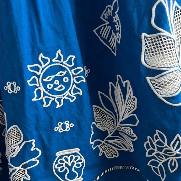 NWT Johnny Was Barbara Mini Dress Size Medium Royal Blue with White Embroidery - Picture 11 of 17